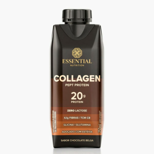 Suplemento Alimentar Collagen Pept Protein Essential Nutrition Sabor Chocolate Belga 250ml