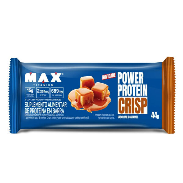 Suplemento Alimentar em Barra Max Titanium Power Protein Crisp Sabor Milk Caramel 44g