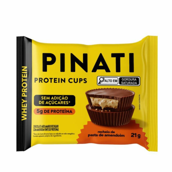 Protein Cups Pinati Chocolate Meio Amargo Recheio de Pasta de Amendoim 21g