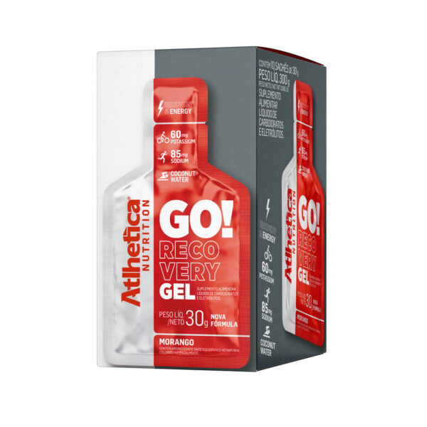 Suplemento Alimentar Atlhetica Nutrition Go! Recovery Gel Sabor Morango 10 Sachês de 30g cada