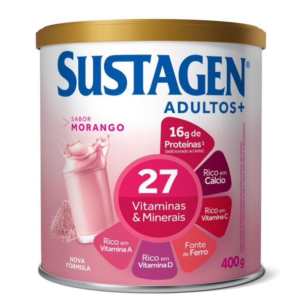 Complemento Alimentar Sustagen Adultos+ Sabor Morango 400g