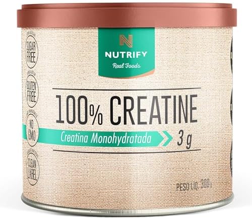 Nutrify – 100% Creatine 3g de Creatina por Dose – Suplemento Alimentar para Suporte Energético – Sem Glúten, Sem Lactose, Sem Açúcar, Vegana – Lata 300g