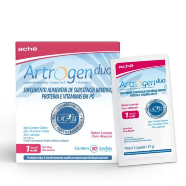 Artrogen Duo Colágeno Sabor Laranja com Abacaxi 30 Sachês 11g cada
