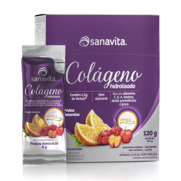 Colágeno Sanavita Verisol frutas amarelas 4g 30 unidades
