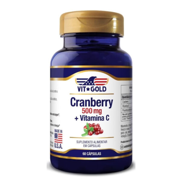 Cranberry 500mg Com Vitamina C Vitgold 60 Cápsulas