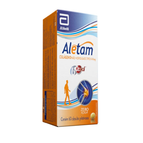 Colágeno Não Hidrolisado Tipo II Aletam 40mg 60 Cápsulas Gelatinosas