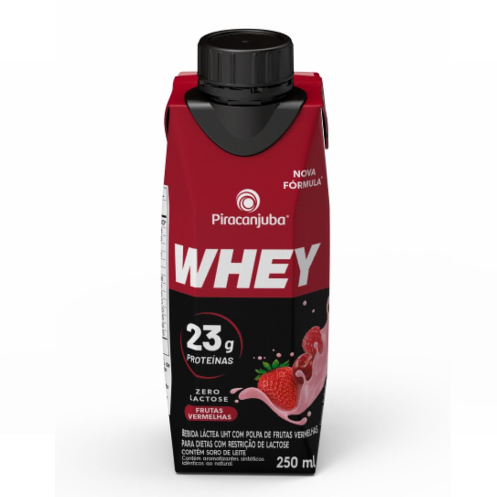 Bebida Láctea Piracanjuba Whey Zero Lactose Sabor Frutas Vermelhas 23g – 250ml