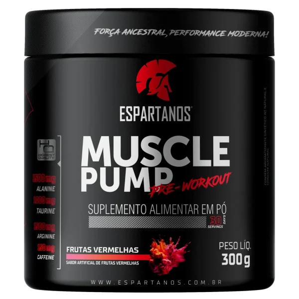 Pré Treino Muscle Pump Pre Workout 300g – Espartanos – Sabor: Frutas Vermelhas