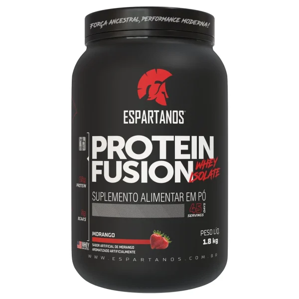 Protein Fusion Whey Isolate 1800g – Espartanos – Sabor: Morango