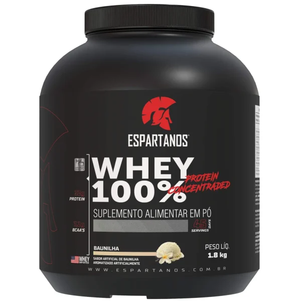 Whey Protein Concentrado 100% Pure 1800g WPC 80 – Espartanos – Sabor: Baunilha