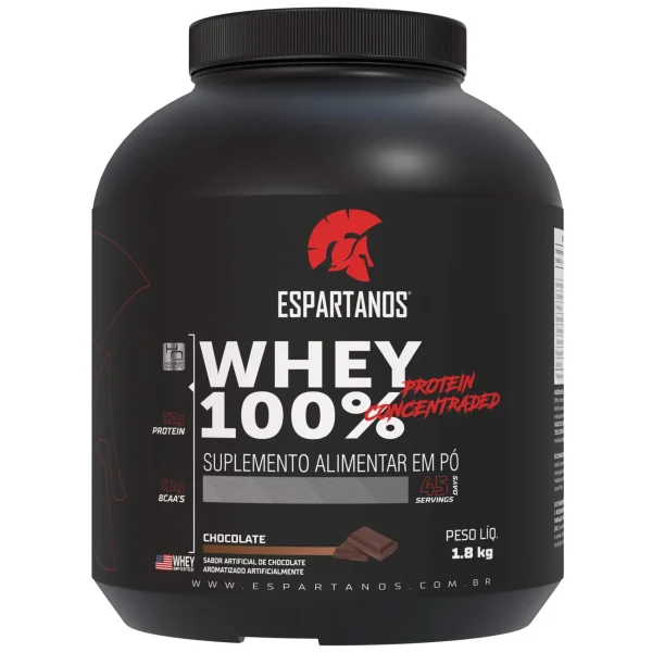 Whey Protein Concentrado 100% Pure 1800g WPC 80 – Espartanos – Sabor: Chocolate