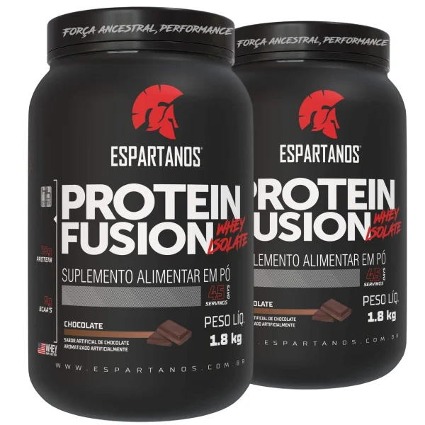 Kit 2x Protein Fusion Whey Isolate 1800g – Espartanos – Sabor: Chocolate