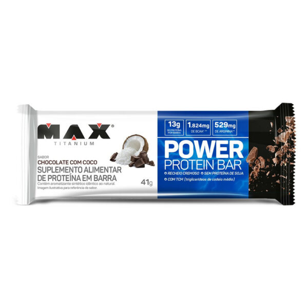 Barra De Proteína Max Titanium Power Protein Bar Chocolate Com Coco 41g