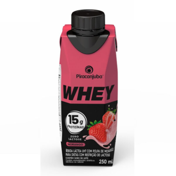 Bebida Láctea Piracanjuba Whey 15g Zero Lactose Morango 250ml