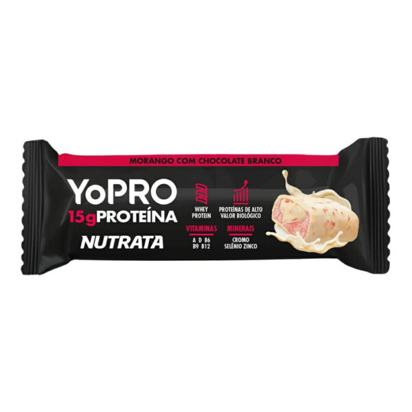 Barra Proteína Yopro Nutrata 15g Morango Chocolate Branco 1 Unidade