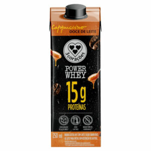Bebida Láctea UHT 3 Corações Power Whey 15g Proteínas Cappuccino Doce de Leite Zero Lactose 250ml