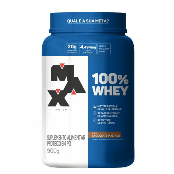 Suplemento Alimentar Max Titanium 100% Whey Chocolate Maltado 900g
