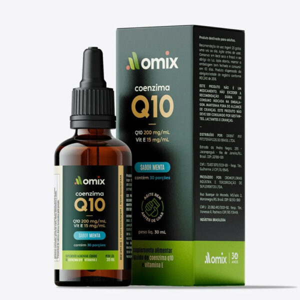 Coenzima Q10 200mg/ml + Vitamina E 15mg/ml Omix Sabor Menta em Gotas 30ml