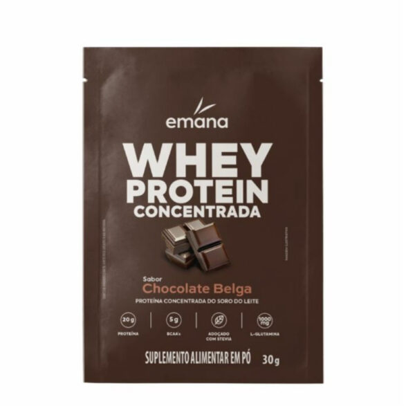 Whey Protein Concentrada Emana Sabor Chocolate Belga Sachê 30g