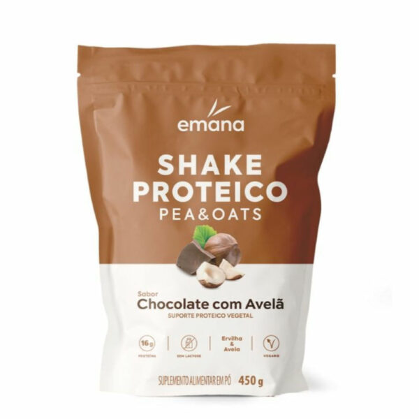 Shake Proteico Pea & Oats Emana Sabor Chocolate com Avelã 450g