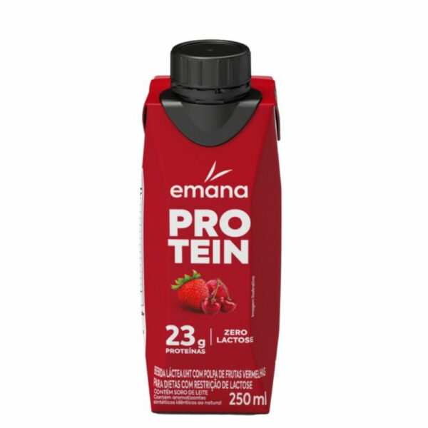 Bebida Láctea Emana Protein Zero Lactose Sabor Frutas Vermelhas 250ml