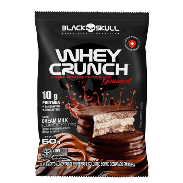 Alfajor Black Skull Whey Crunch Gourmet Sabor Dream Milk 50g