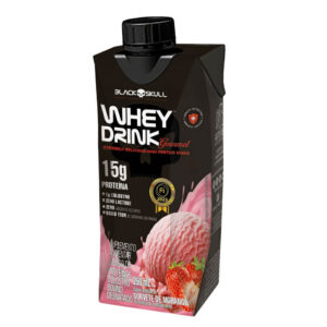 Suplemento Alimentar Black Skull Whey Drink Gourmet Sabor Morango 250ml