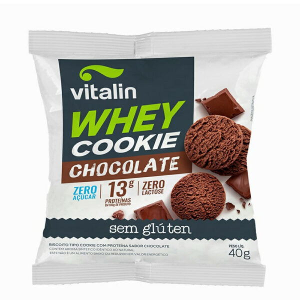 Whey Cookie Vitalin Sem Glúten Sabor Chocolate 40g