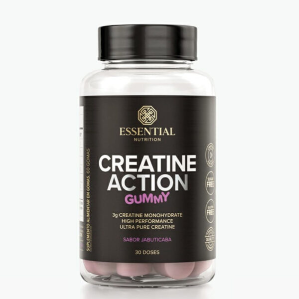 Suplemento Alimentar em Gomas Creatine Action Sabor Jabuticaba Essential Nutrition 60 gomas