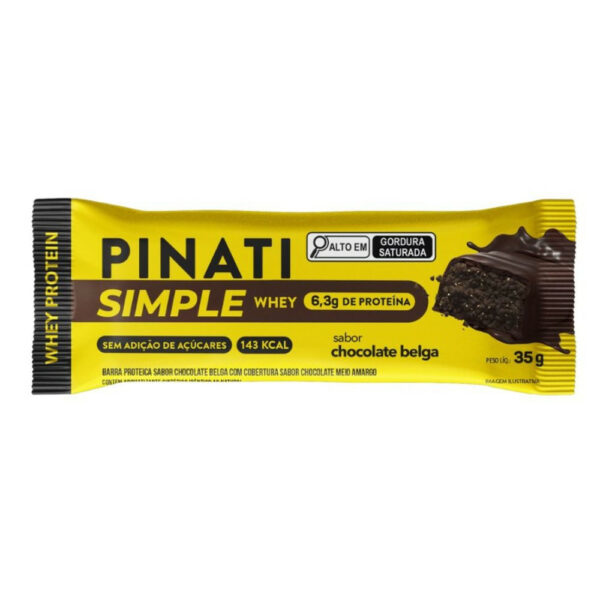 Barra de Proteína Pinati Simple Whey Chocolate Belga com Whey Protein e 6,3g de Proteína 35g