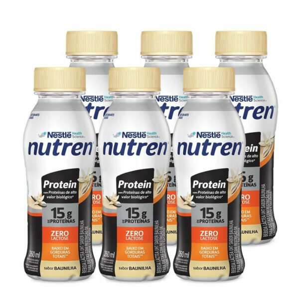 Bebida Láctea Nutren Protein 15g de proteínas Baunilha 260ml – Pack com 6 unidades