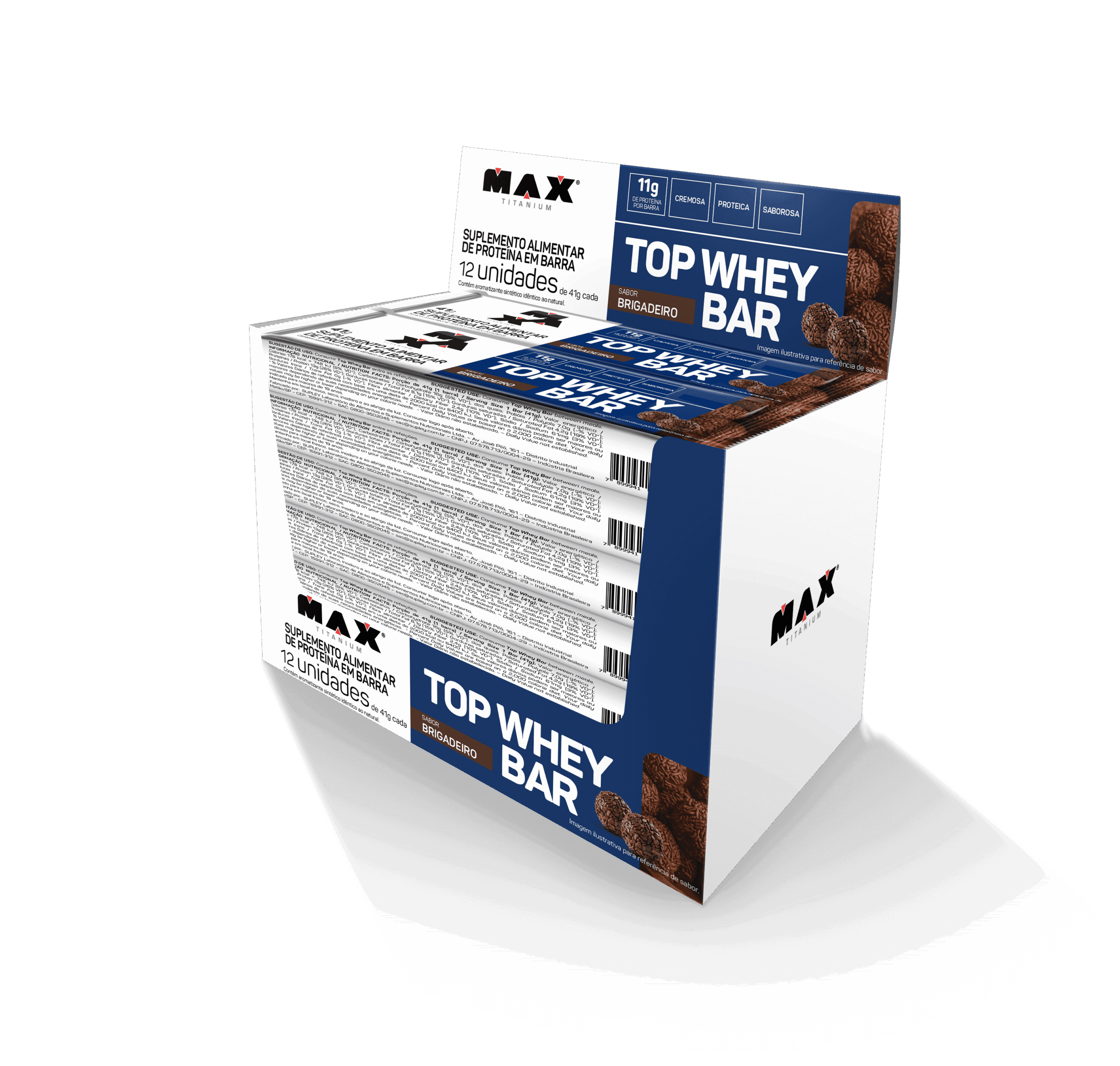 Top Whey Bar 41g Brigadeiro 12 Unidades