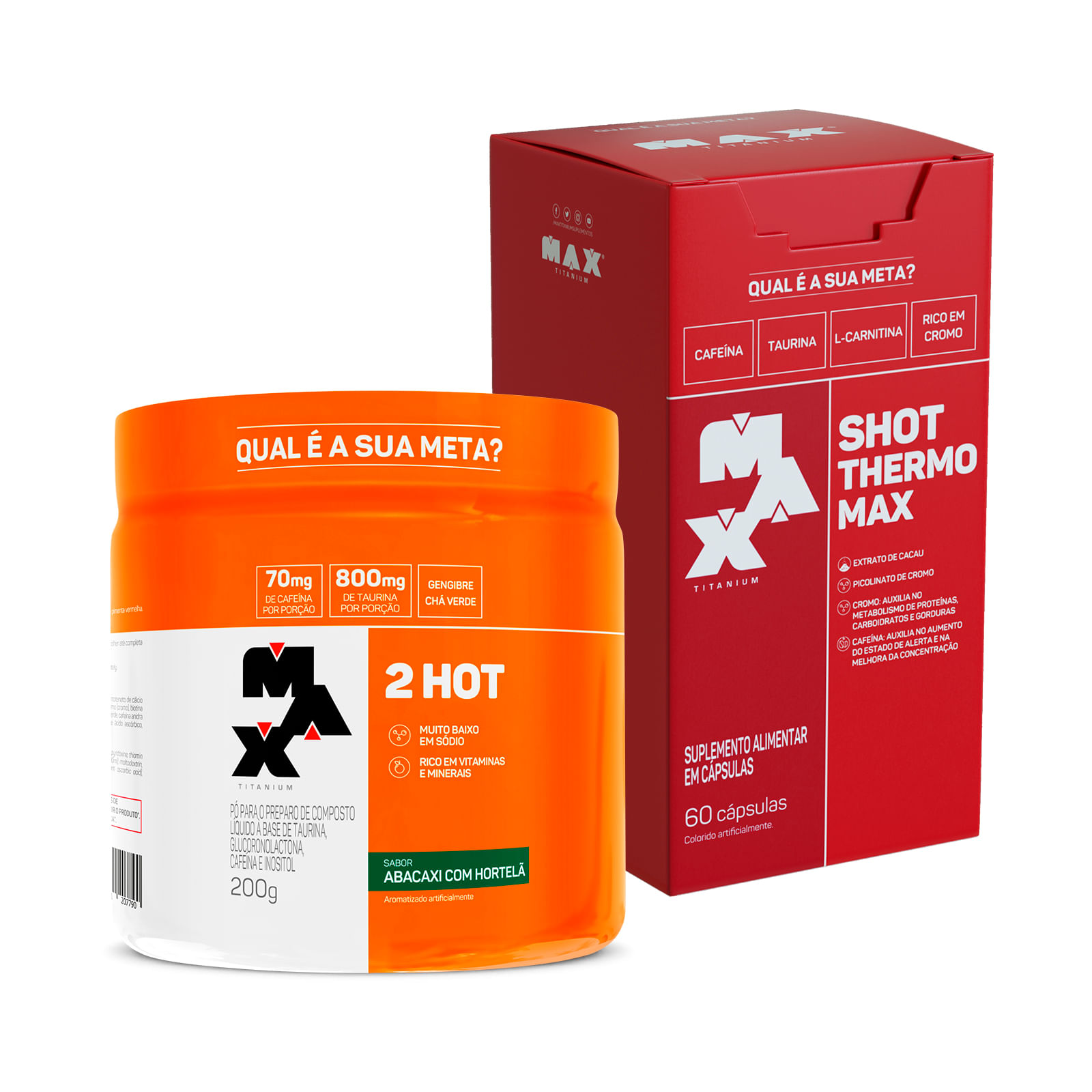 Kit Termo Pack 2Hot 200g + Shot Thermo 60 capsulas Abacaxi com Hortelã
