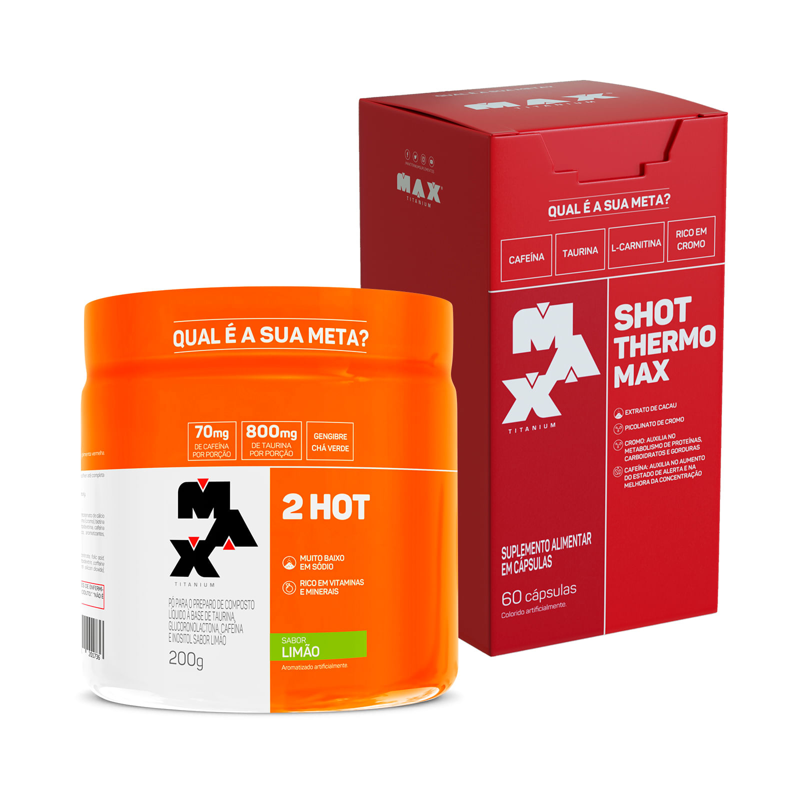 Kit Termo Pack 2Hot 200g + Shot Thermo 60 capsulas Limão