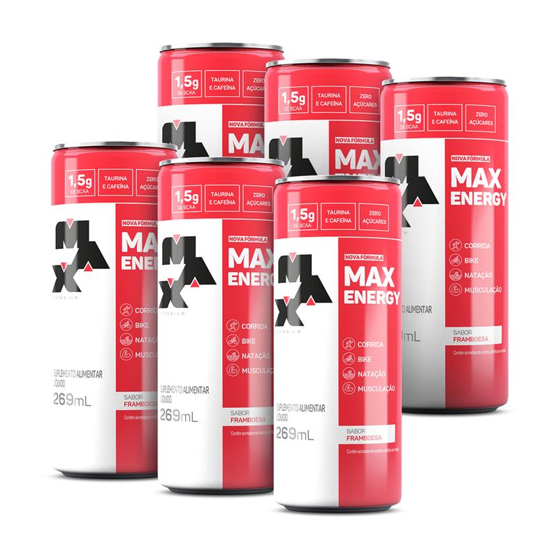 Max Energy Framboesa 269ML – Fardo 6 Latas Bebida Energetica
