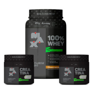 Kit Mais Garra 100% Whey Caramelo Machiatto + Pack 2x Creatina Creapure