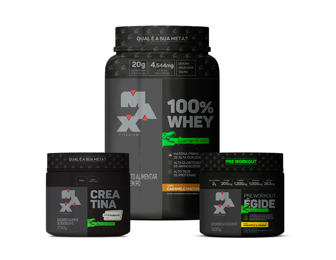 Kit Se Quiser Sim! 100% Whey Caramelo Machiatto + Creatina Creapure 250g + Égide 300g Abacaxi e Manga