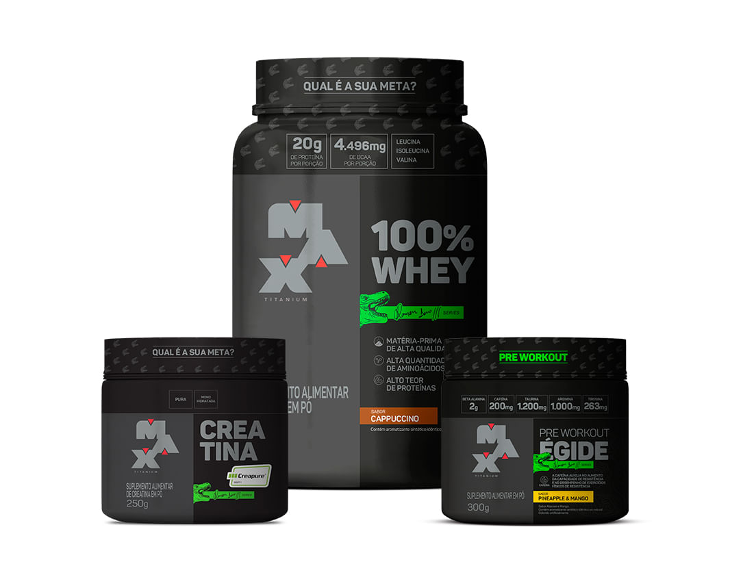 Kit Se Quiser Sim! 100% Whey Capuccino + Creatina Creapure 250g + Égide 300g Abacaxi e Manga