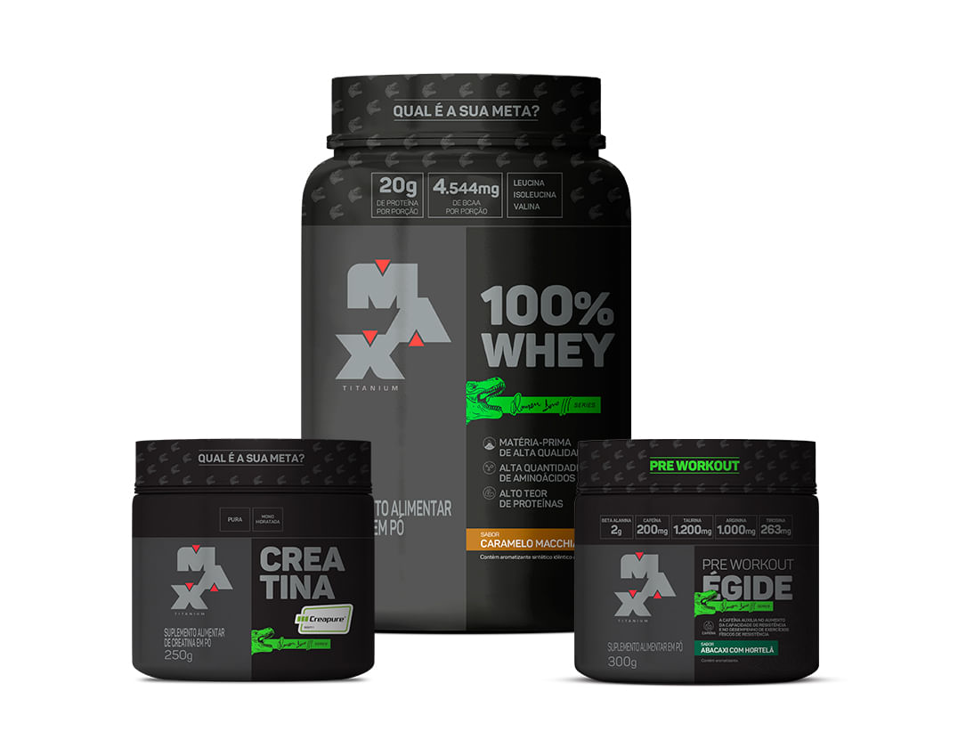 Kit Se Quiser Sim! 100% Whey Caramelo Machiatto + Creatina Creapure 250g + Égide 300g Abacaxi com Hortelã