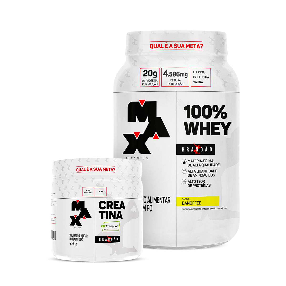 Kit Brandão Open l – 100% Whey Pote 900g + Creatina Creapure 250g Banoffe