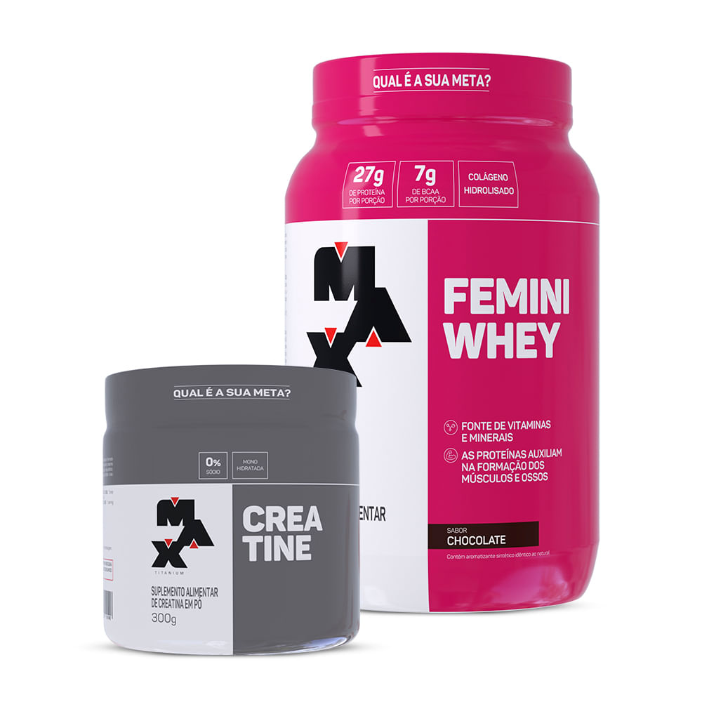 Kit Creatina 300g + Femini Whey 900g Chocolate