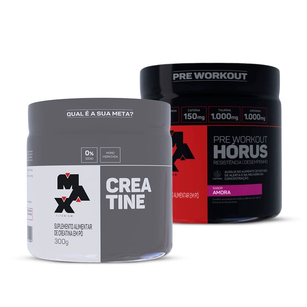 Kit Creatina 300g + Pré treino Hórus 300g Amora