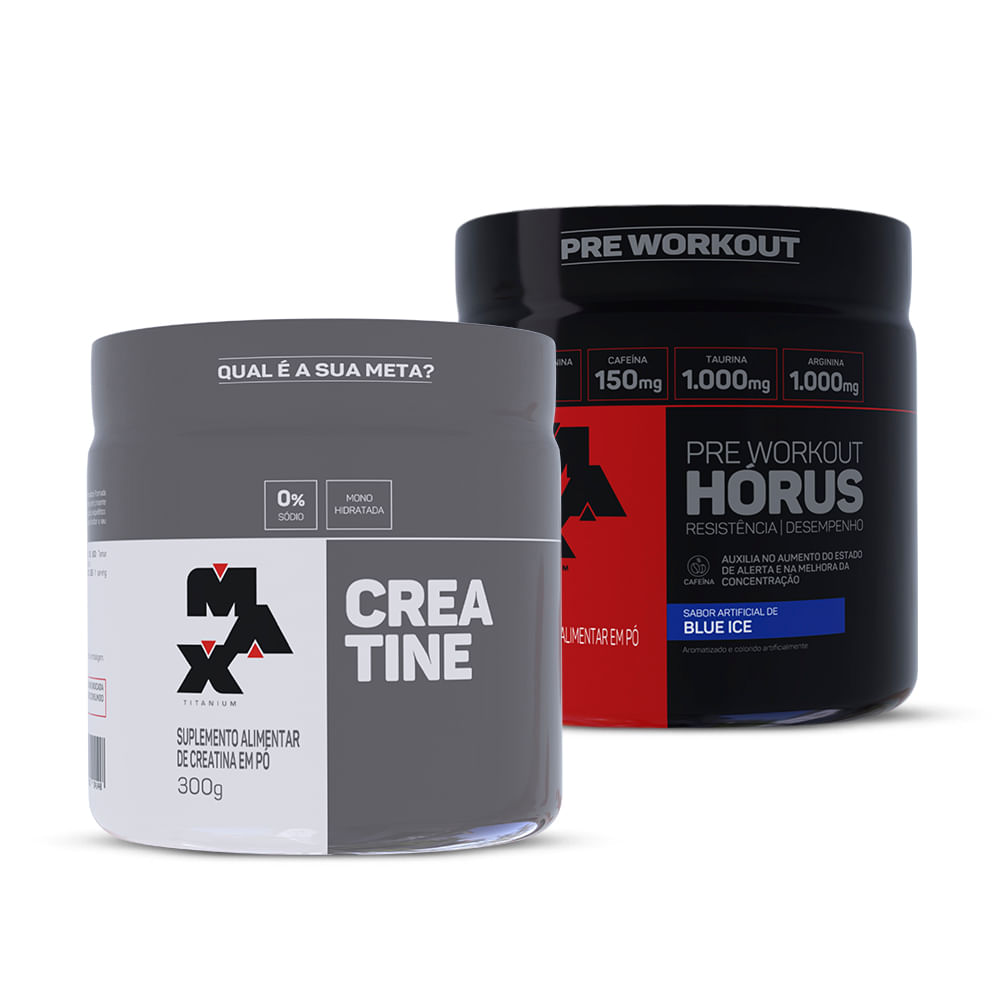 Kit Creatina 300g + Pré treino Hórus 300g Blue Ice