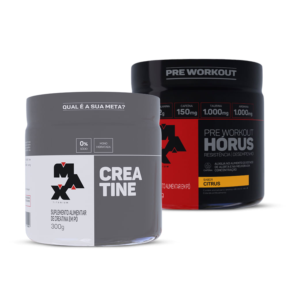 Kit Creatina 300g + Pré treino Hórus 300g Citrus