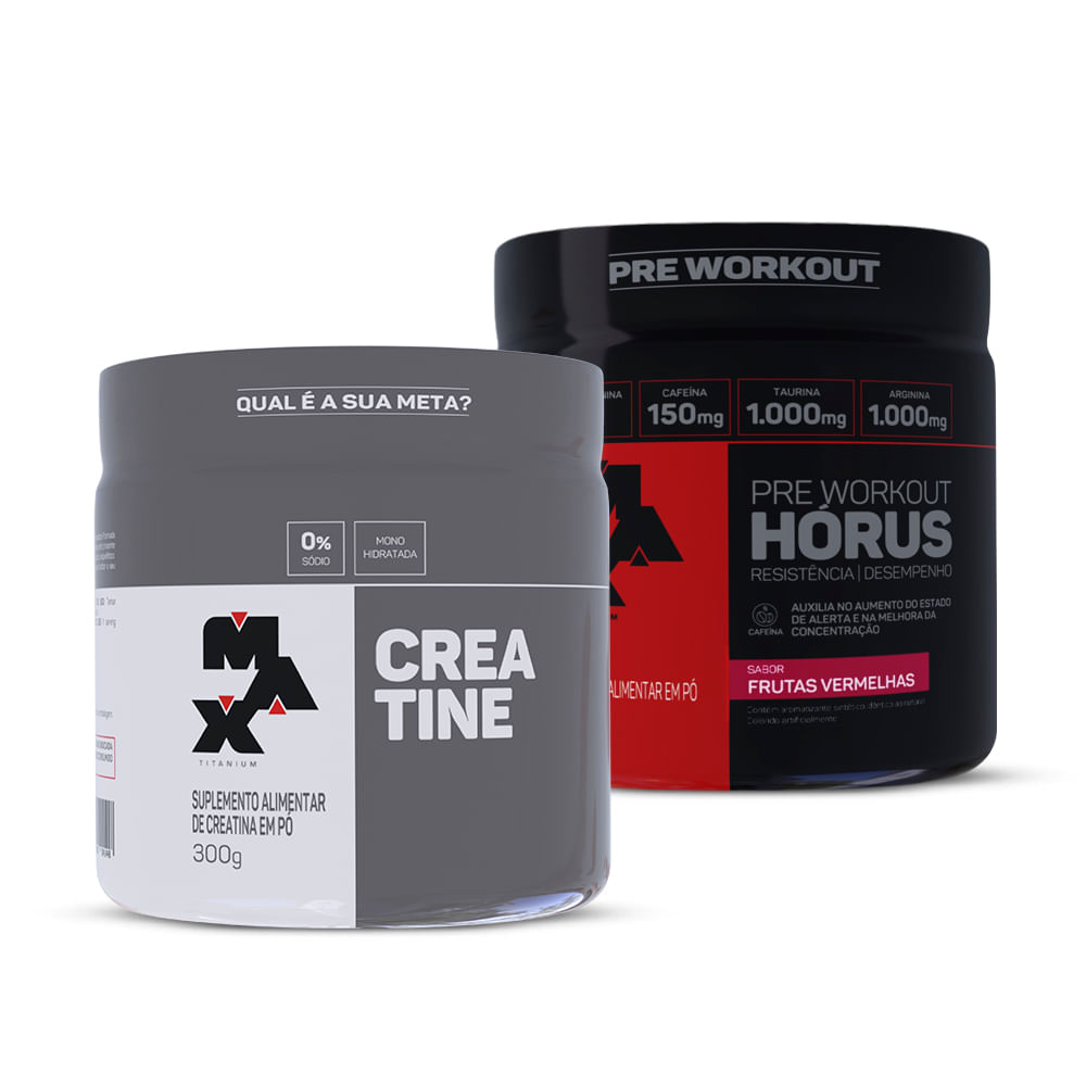 Kit Creatina 300g + Pré treino Hórus 300g Frutas Vermelhas