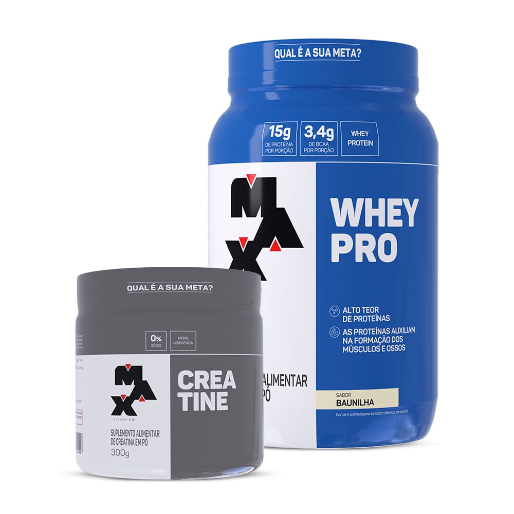 Kit Creatina 300g + Whey Pro 1Kg Baunilha
