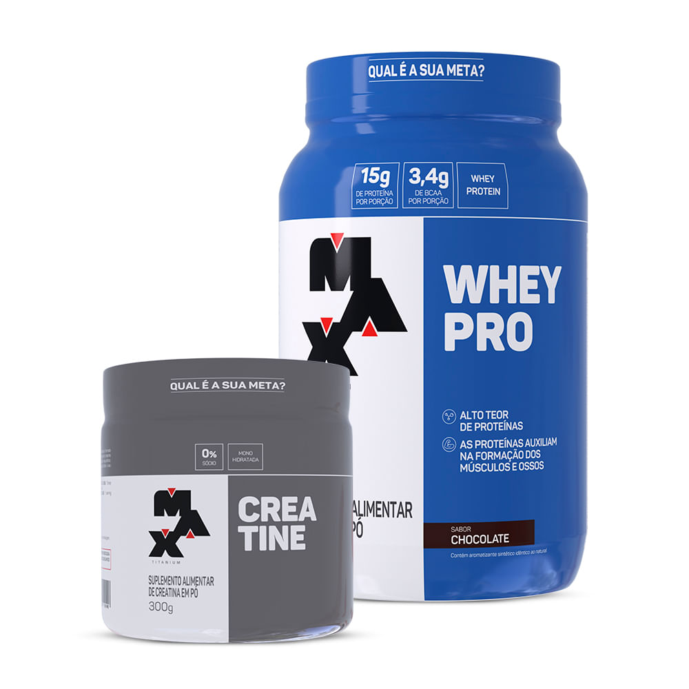 Kit Creatina 300g + Whey Pro 1Kg Chocolate