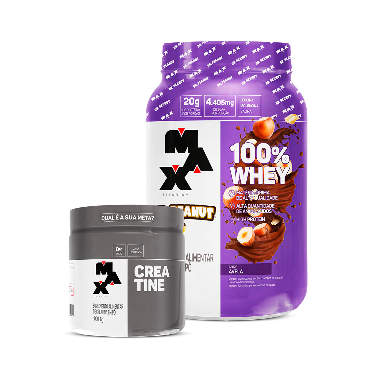 Kit 100% Whey Dr. Peanut + Creatina 100g Avelã