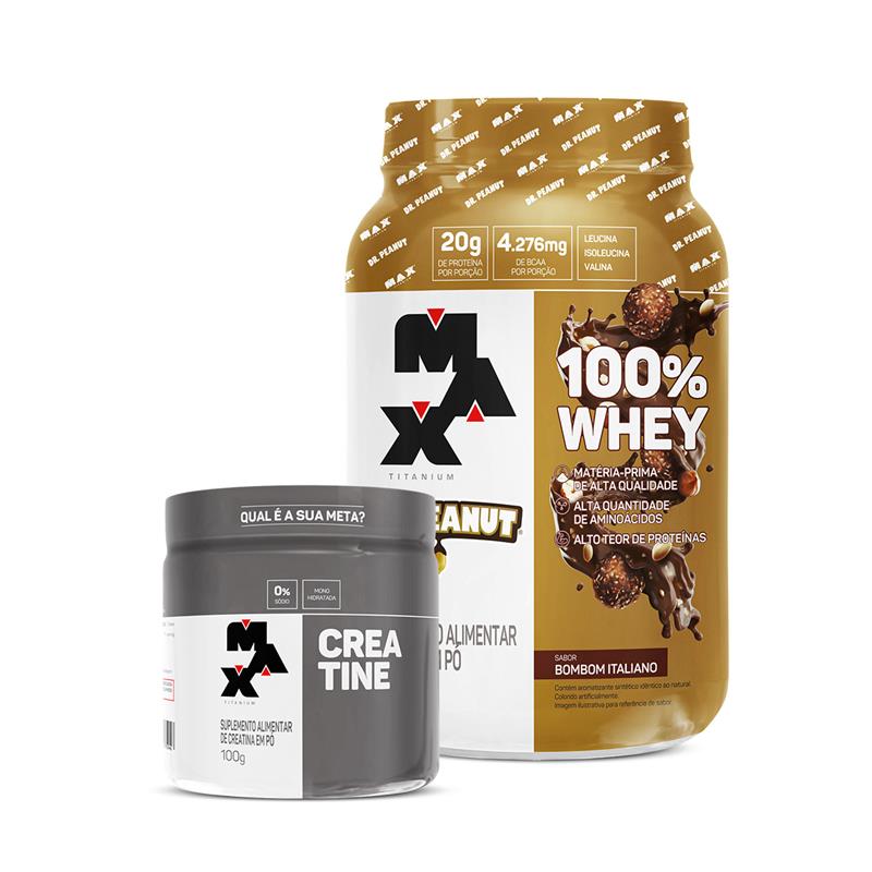 Kit 100% Whey Dr. Peanut + Creatina 100g Bombom Italiano