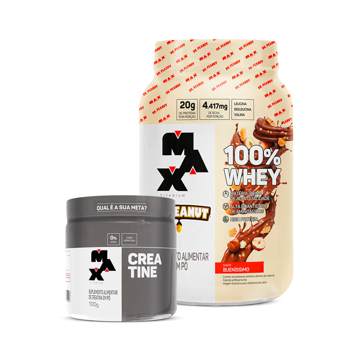 Kit 100% Whey Dr. Peanut + Creatina 100g Bueníssimo